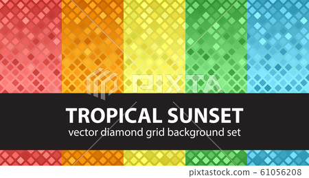 Diamond pattern set "Tropical Sunset". Vector 61056208