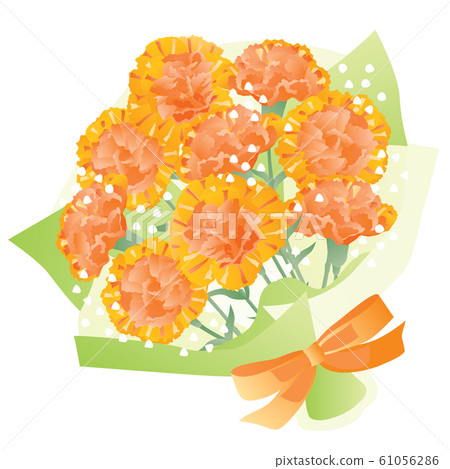 母親節的橙色康乃馨花束 61056286