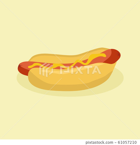 Fast Food Hotdog with sausage and mustard vector 61057210