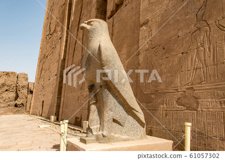 ancient egyptian architecture ruins. hieroglyphs and columns of the Temple of Horus at Edfu, in Egypt 61057302