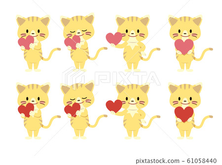 Cat with heart illustration set 01 Cat with heart illustration set 01 61058440