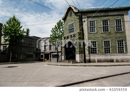 Old street scene movie set 61059359