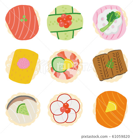 Temari sushi set Hina Matsuri cuisine 61059820