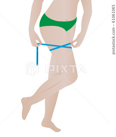 A girl measure her thigh with a type vector illustration 61061065