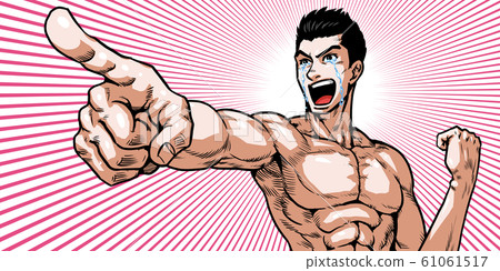Pointing, male, youth, upper body, shouting, young, caricature, cartoon 61061517