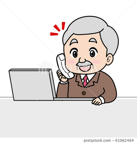 Businessman (elderly, boss, president) phone illustration 61062484