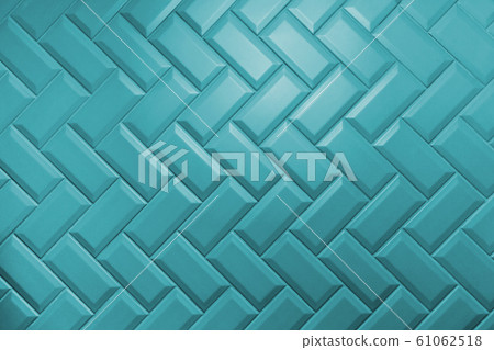 Beveled aqua menthe matt ceramic tiles pattern laid herringbone 61062518
