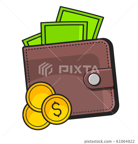 Wallet With Dollars On White Background Suitable 61064822
