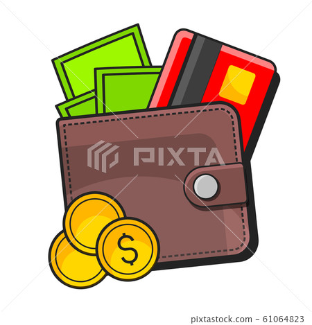 Wallet With Dollars On White Background Suitable Wallet With Dollars On White Background Suitable 61064823