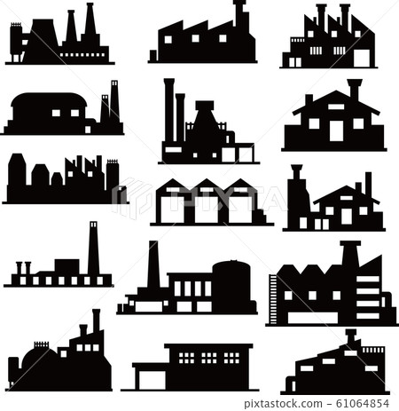 插圖素材工廠工業動力電氣建築輪廓集 插圖素材 圖庫