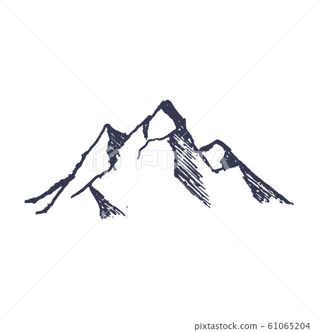 Mountains. Hand drawn rocky peaks mounstain. Vector 61065204