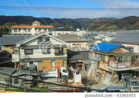 the kyoto Country side from train moving view 61065855
