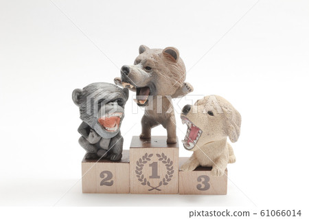 the fun of figure animal on a winners stand. 61066014