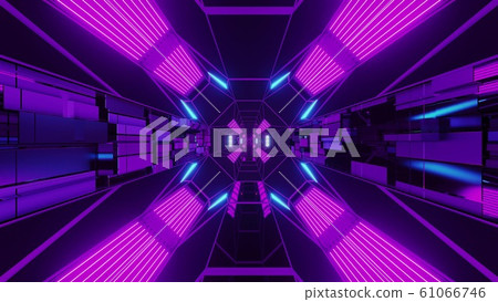 creative endless futurisic sci-fi tunnel corridor with technical texture 3d illustration wallpaper background graphic artwork 61066746