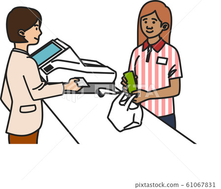 外國便利店職員<微笑> <亞裔女性> 外國便利店職員<微笑> <亞裔女性> 61067831