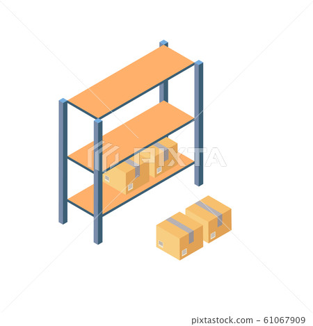Cargo Cardboard Box Flat Design. Delivery Service. Vector 61067909