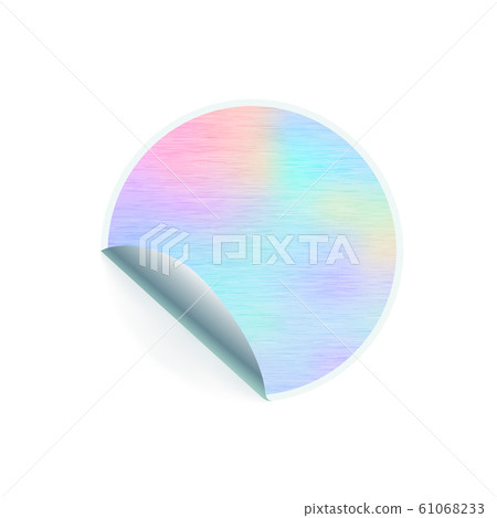 Round shaped trendy sticker with hologram pattern on white Round shaped trendy sticker with hologram pattern on white 61068233