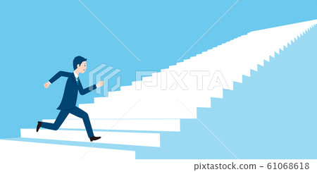 An image of a running businessman and stairs 61068618