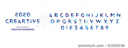 Original font in blue colour for creative design template. Flat illustration EPS10 61069286