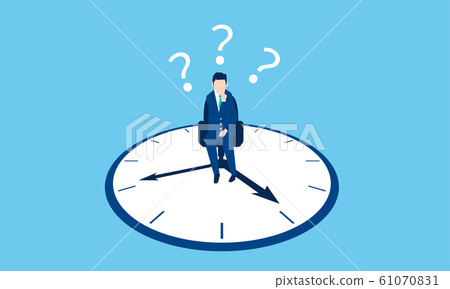 Image of work style reform, clock and businessman Image of work style reform, clock and businessman 61070831