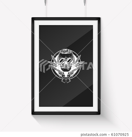 Hand drawn skull with beard Hand drawn skull with beard 61070925