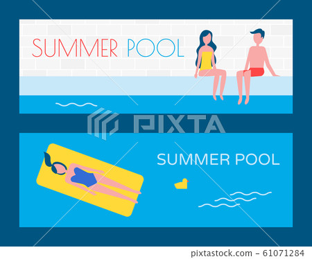 Summer Pool Vacation Posters Vector Illustration 61071284
