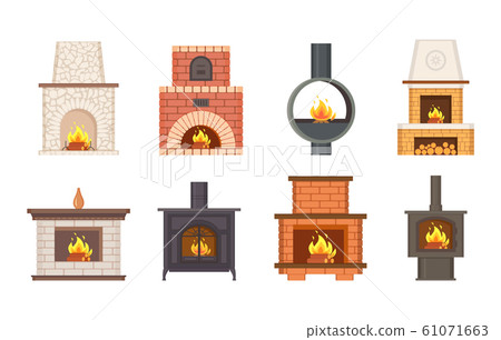 Fireplaces with Shelves and Different Pavement Fireplaces with Shelves and Different Pavement 61071663