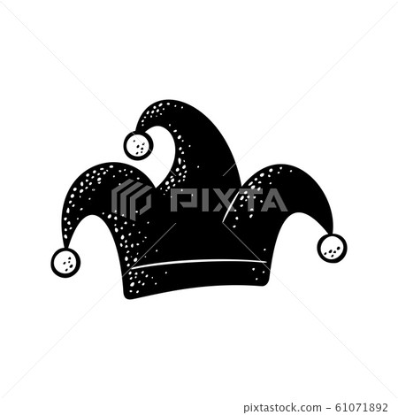 Jester cap. Vector black engraving illustration Jester cap. Vector black engraving illustration 61071892