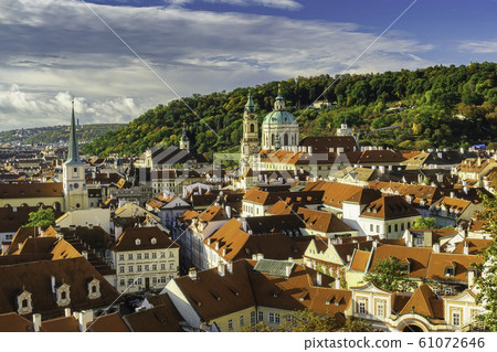 Autumn view of historical buildings and Petrin Autumn view of historical buildings and Petrin 61072646