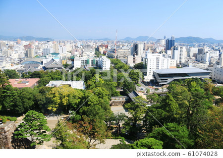 View from the castle tower of Kochi Castle in Japan View from the castle tower of Kochi Castle in Japan 61074028