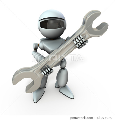 帶大扳手的人工智能機器人 61074980