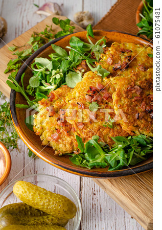Potato pancakes, delish salad Potato pancakes, delish salad 61075481