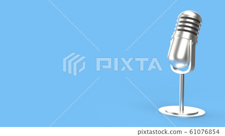 The vintage mic on blue background 3d rendering for podcast  content. 61076854
