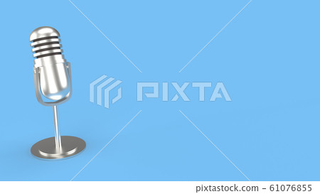 The vintage mic on blue background 3d rendering for podcast  content. 61076855