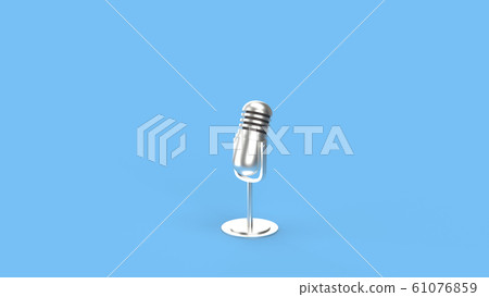 The vintage mic on blue background 3d rendering for podcast  content. 61076859