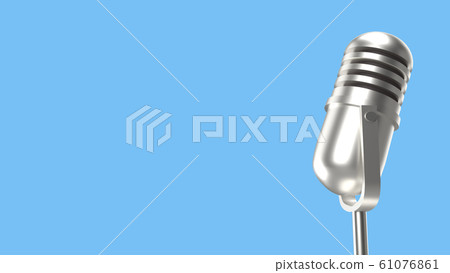 The vintage mic on blue background 3d rendering for podcast  content. 61076861