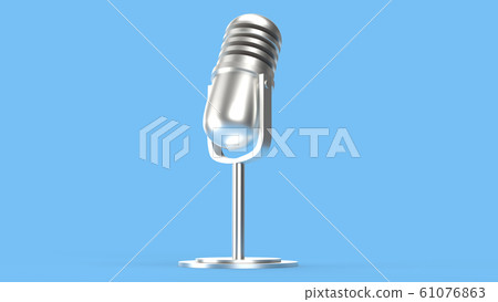 The vintage mic on blue background 3d rendering for podcast  content. 61076863