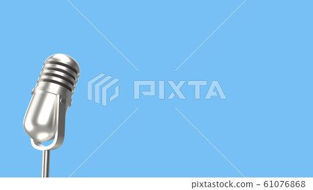 The vintage mic on blue background 3d rendering for podcast content. The vintage mic on blue background 3d rendering for podcast content. 61076868