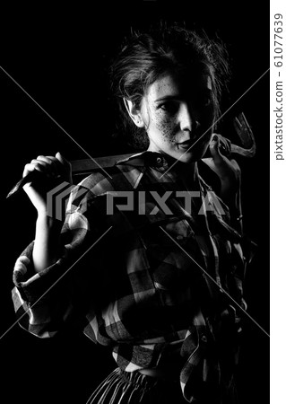 woman with crowbar woman with crowbar 61077639