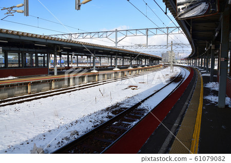 Hakodate, Hokkaido Hakodate Station platform winter scenery shot 61079082