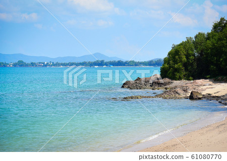 Island beautiful white beach sand sea sandy and Island beautiful white beach sand sea sandy and 61080770