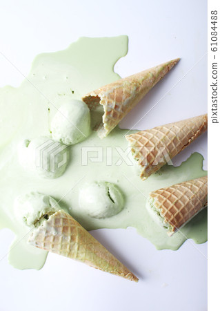 green tea ice cream cones dropped green tea ice cream cones dropped 61084488