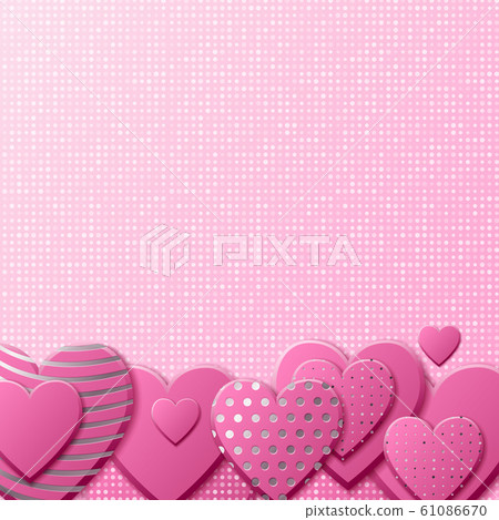 Valentines Day background with pink hearts and silver pattern. Silver luxury cover on roseate background. Pink holidays poster, card, add, header, website, article for valentines day. Valentines Day background with pink hearts and silver pattern. Silver luxury cover on roseate background. Pink holidays poster, card, add, header, website, article for valentines day. 61086670