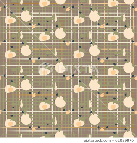 Seamless checkered net pattern hand drawn dot scratch shapes texture vector. 61089970