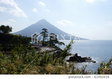 Kagoshima, a sightseeing spot with a view of Kaimondake, the scenery of Sedaira Park 61092016