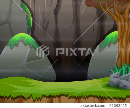 Stone covered in moss on nature background 61092425