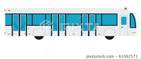 Bus to ferry passengers to the aircraft vector flat material design object. Isolated illustration on white background. Bus to ferry passengers to the aircraft vector flat material design object. Isolated illustration on white background. 61092571