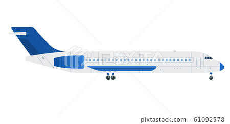 Blue plane vector flat material design isolated object on white background. 61092578