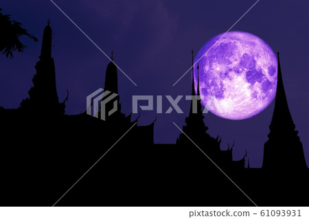 full cold moon on night sky and silhouette top 61093931