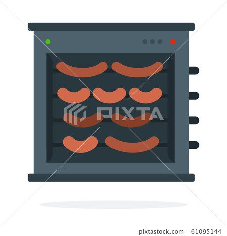 Sausages on spit in an electric grill vector flat isolated Sausages on spit in an electric grill vector flat isolated 61095144